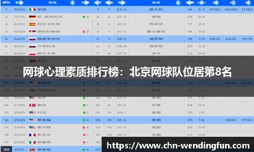 网球心理素质排行榜：北京网球队位居第8名